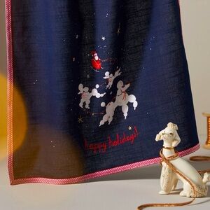 Louise pretzel dashing poodles dish towel